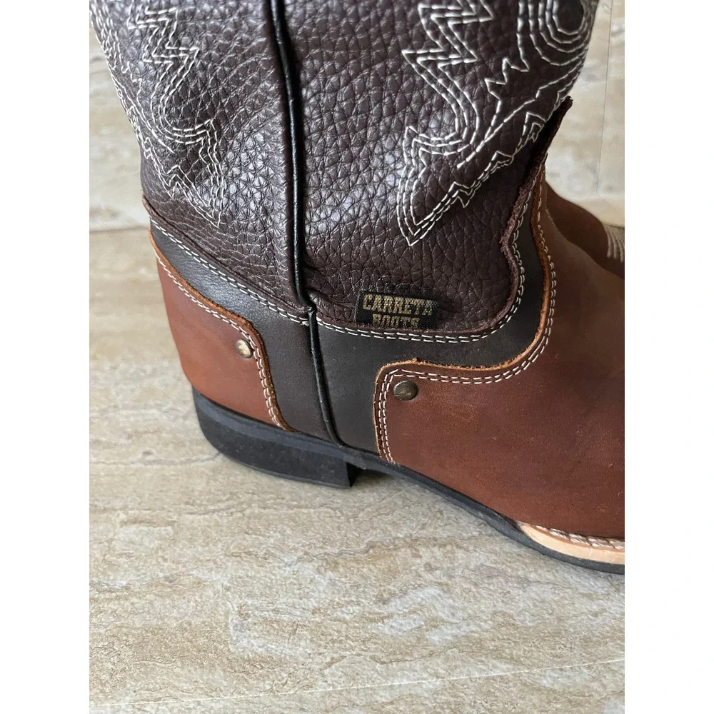 Carreta Boots Cowboy Boots Kids 21 Brown Leather Western Zipper Square Toe EX